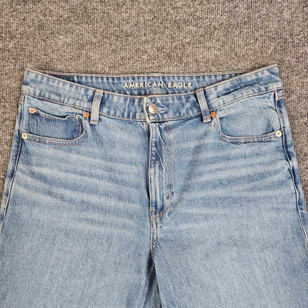 American Eagle High Rise Flare Jeans Women's 12 SHORT Med Wash Stretch Denim - Picture 10 of 11